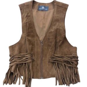 Tart collection suede leather fringe vest